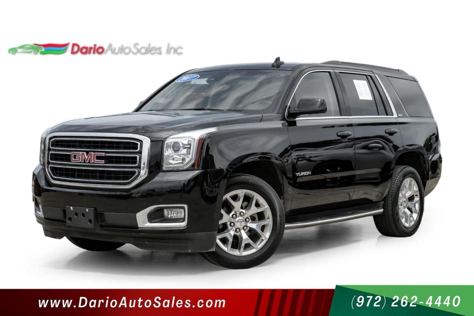 2017 BLACK GMC Yukon SLT 2WD (1GKS1BKC8HR) with an 5.3L V8 OHV 16V engine, 6-Speed Automatic transmission, located at 2401 E Main St., Grand Prairie, TX, 75050, (972) 262-4440, 32.748981, -96.969643 - Photo#0