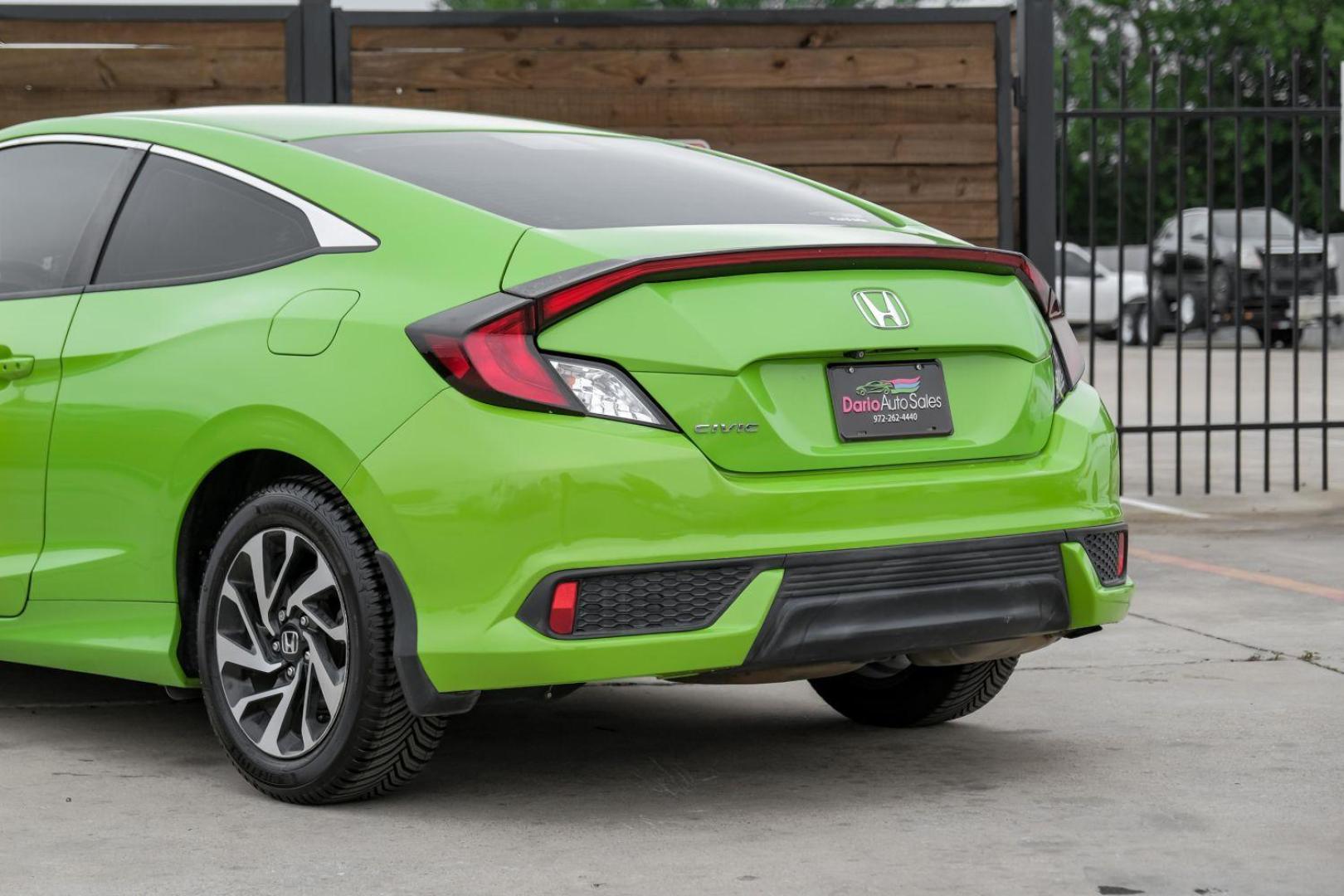 2016 GREEN Honda Civic LX-P Coupe CVT (2HGFC4B06GH) with an 2.0L L4 DOHC 16V engine, Continuously Variable Transmission transmission, located at 2401 E Main St., Grand Prairie, TX, 75050, (972) 262-4440, 32.748981, -96.969643 - Photo#12