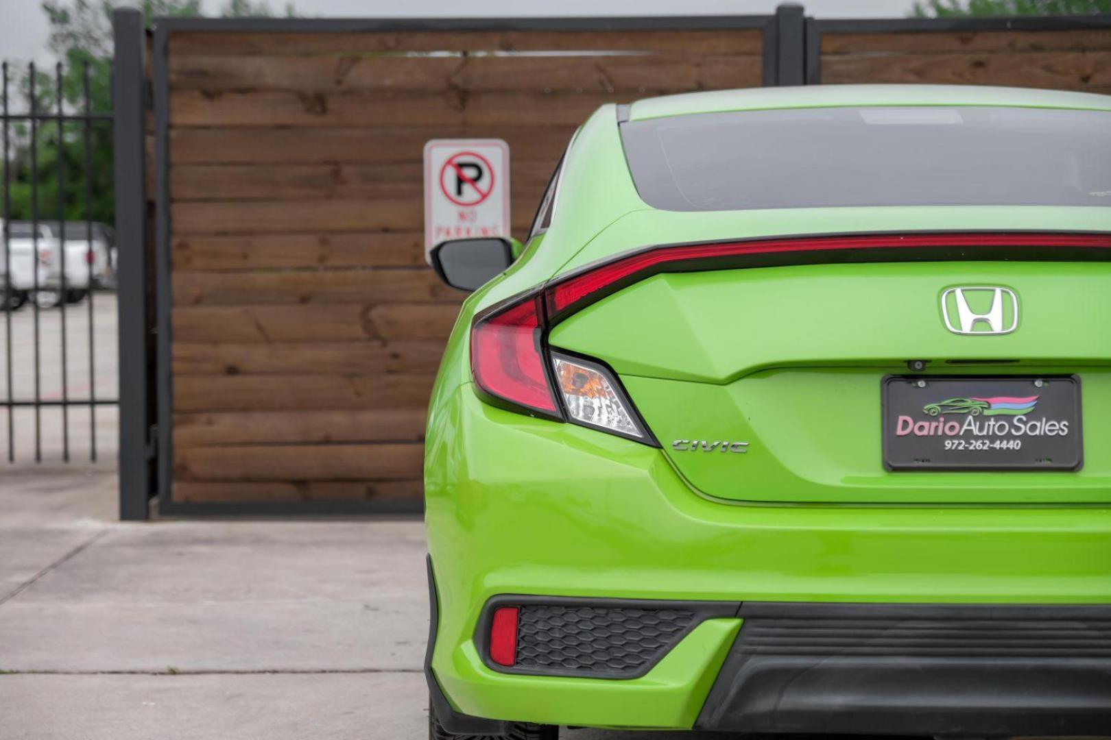 2016 GREEN Honda Civic LX-P Coupe CVT (2HGFC4B06GH) with an 2.0L L4 DOHC 16V engine, Continuously Variable Transmission transmission, located at 2401 E Main St., Grand Prairie, TX, 75050, (972) 262-4440, 32.748981, -96.969643 - Photo#39