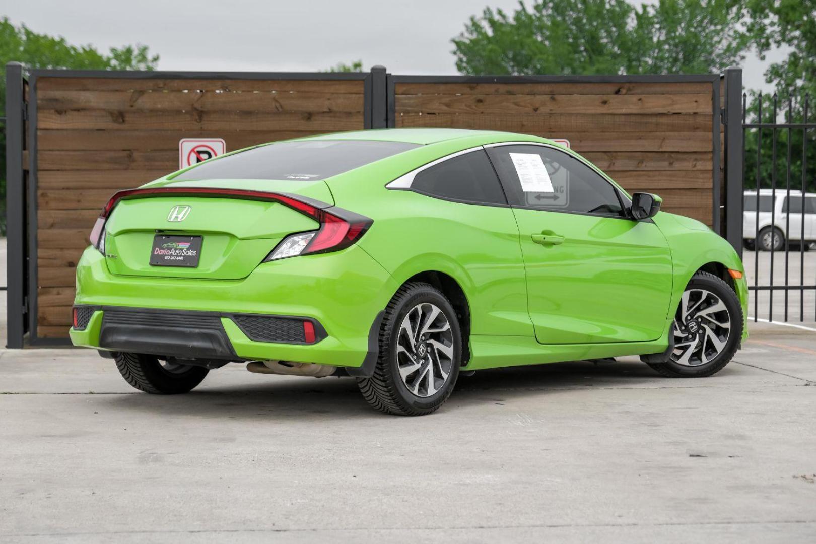 2016 GREEN Honda Civic LX-P Coupe CVT (2HGFC4B06GH) with an 2.0L L4 DOHC 16V engine, Continuously Variable Transmission transmission, located at 2401 E Main St., Grand Prairie, TX, 75050, (972) 262-4440, 32.748981, -96.969643 - Photo#8