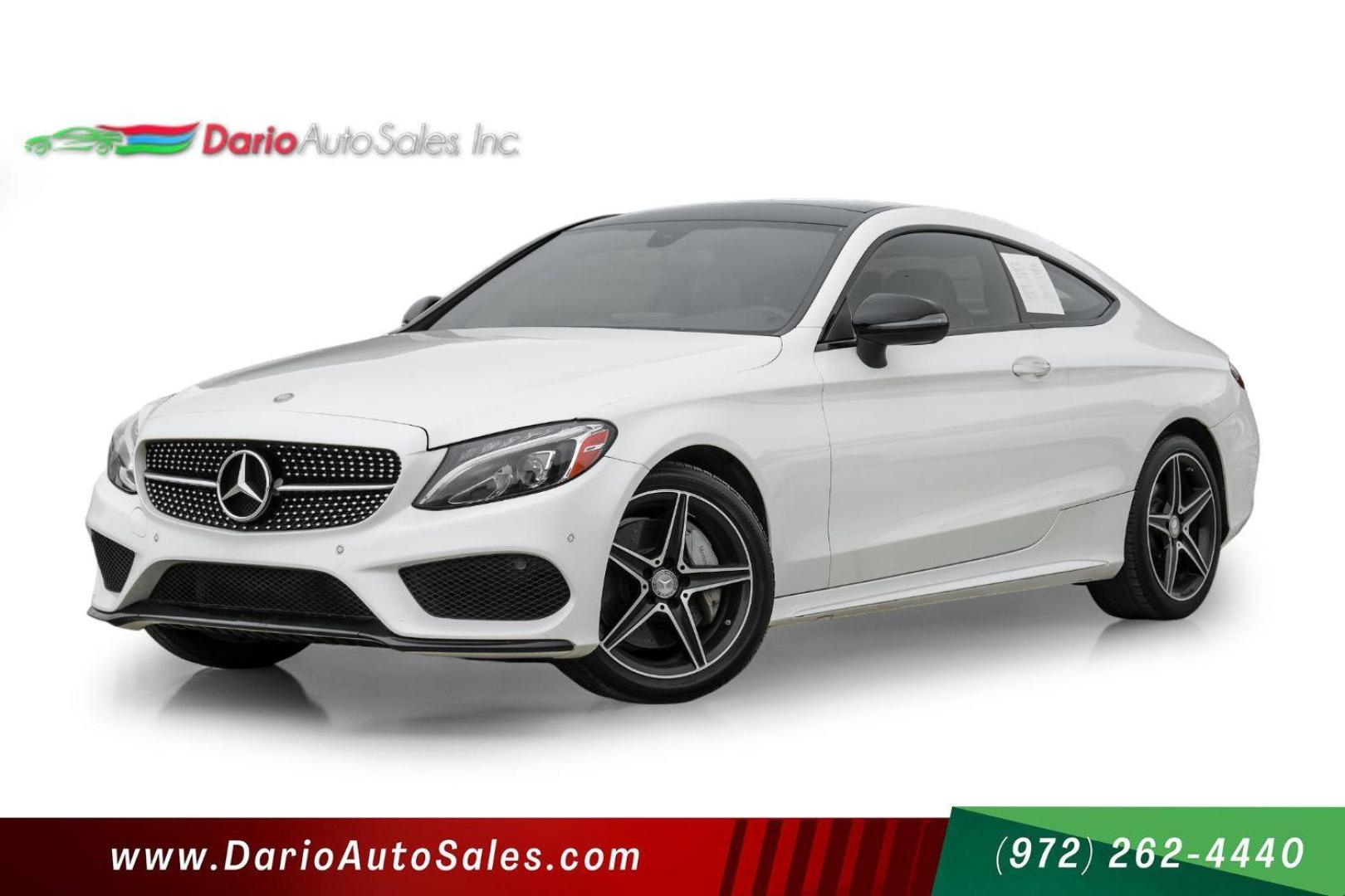 2017 WHITE Mercedes-Benz C-Class C300 Coupe (WDDWJ4JB3HF) with an 2.0L L4 DOHC 16V TURBO engine, 7-Speed Automatic transmission, located at 2401 E Main St., Grand Prairie, TX, 75050, (972) 262-4440, 32.748981, -96.969643 - Photo#0