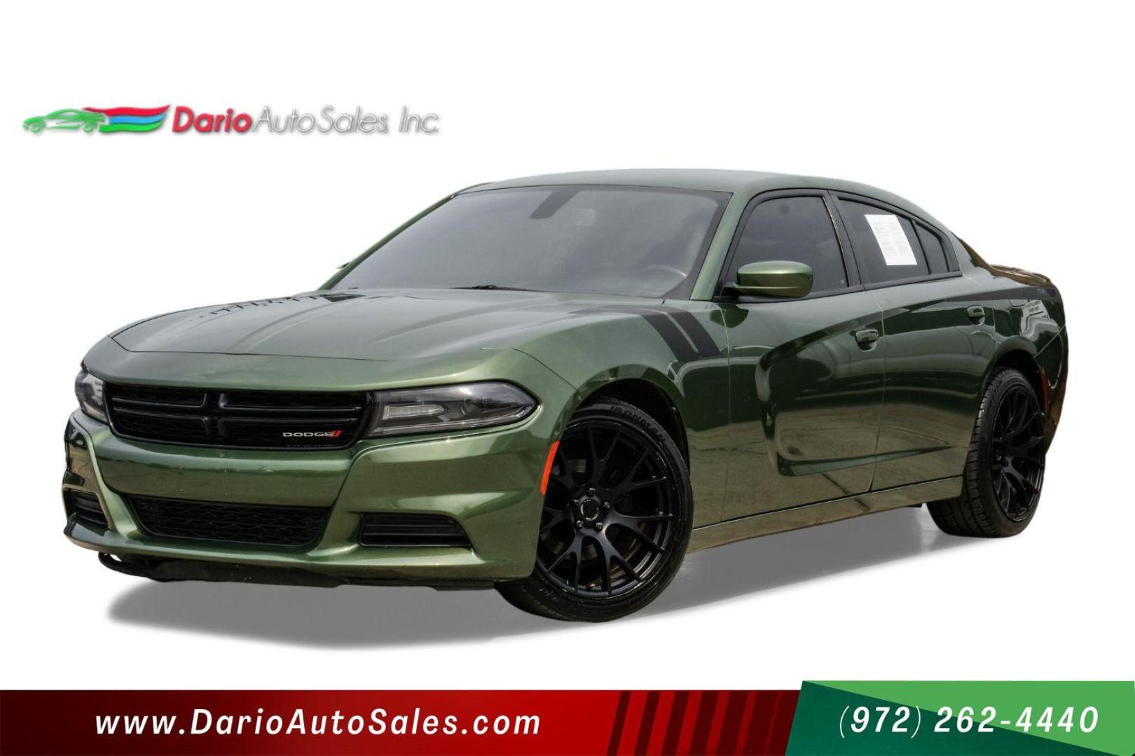 2019 Green Dodge Charger SXT (2C3CDXBG7KH) with an 3.6L V6 DOHC 24V engine, 8-Speed Automatic transmission, located at 2401 E Main St., Grand Prairie, TX, 75050, (972) 262-4440, 32.748981, -96.969643 - Photo#0