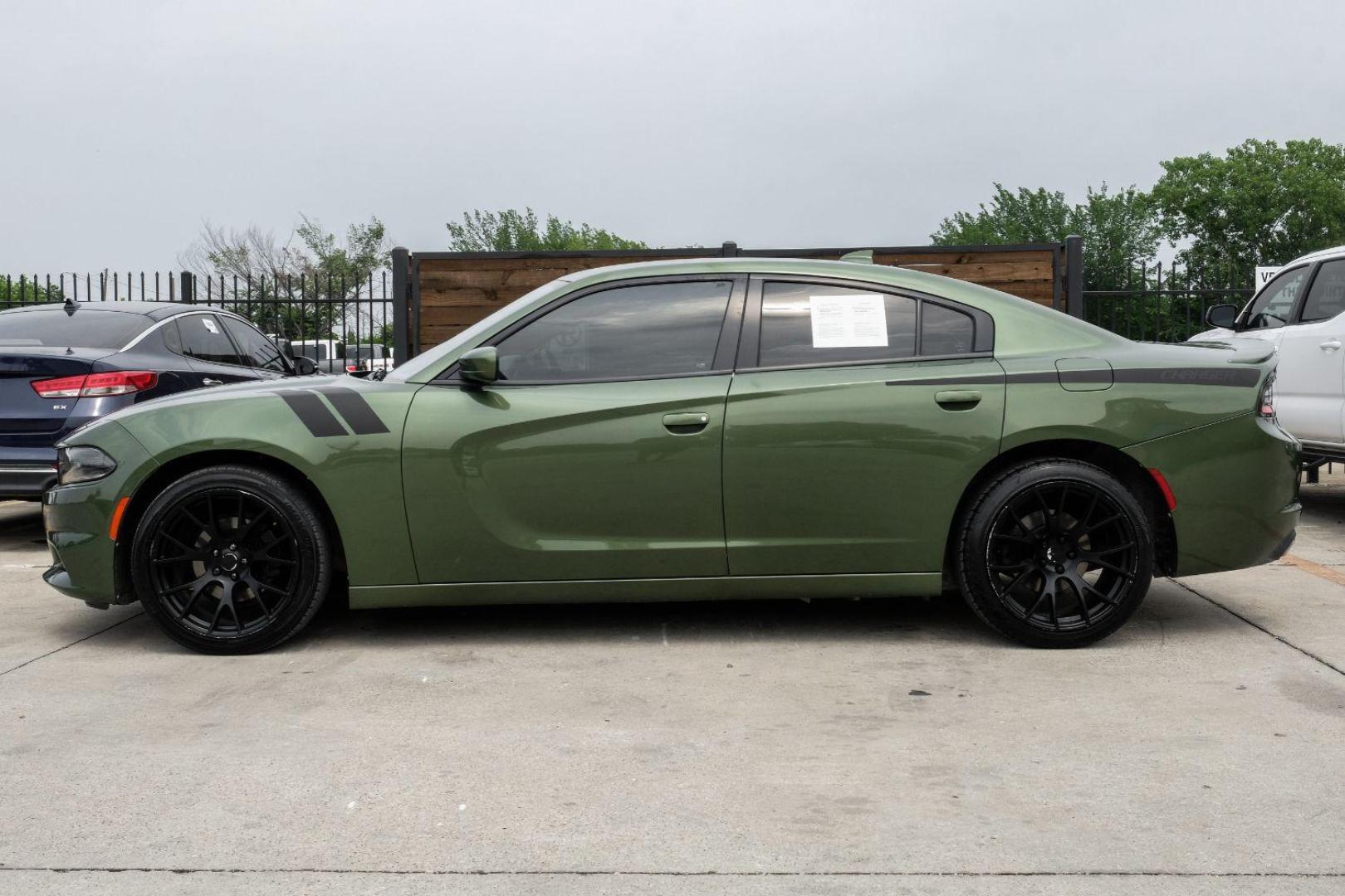 2019 Green Dodge Charger SXT (2C3CDXBG7KH) with an 3.6L V6 DOHC 24V engine, 8-Speed Automatic transmission, located at 2401 E Main St., Grand Prairie, TX, 75050, (972) 262-4440, 32.748981, -96.969643 - Photo#14