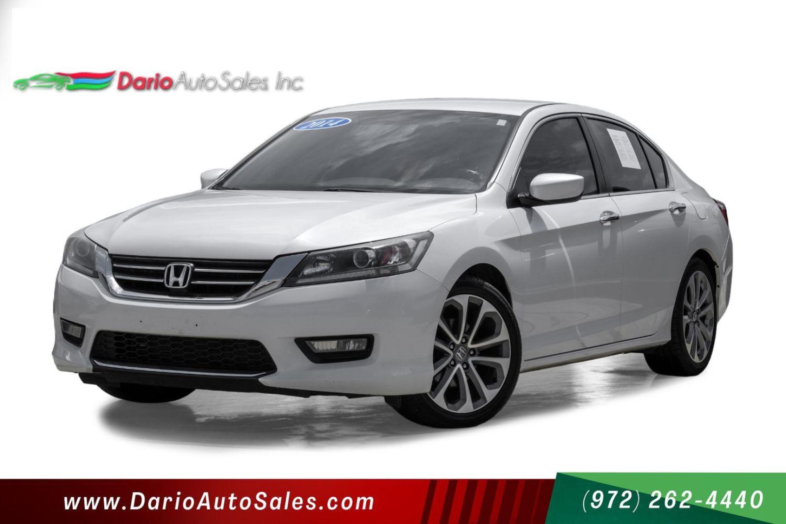 2014 WHITE Honda Accord Sport Sedan CVT (1HGCR2F5XEA) with an 2.4L L4 DOHC 16V engine, Continuously Variable Transmission transmission, located at 2401 E Main St., Grand Prairie, TX, 75050, (972) 262-4440, 32.748981, -96.969643 - Photo#0