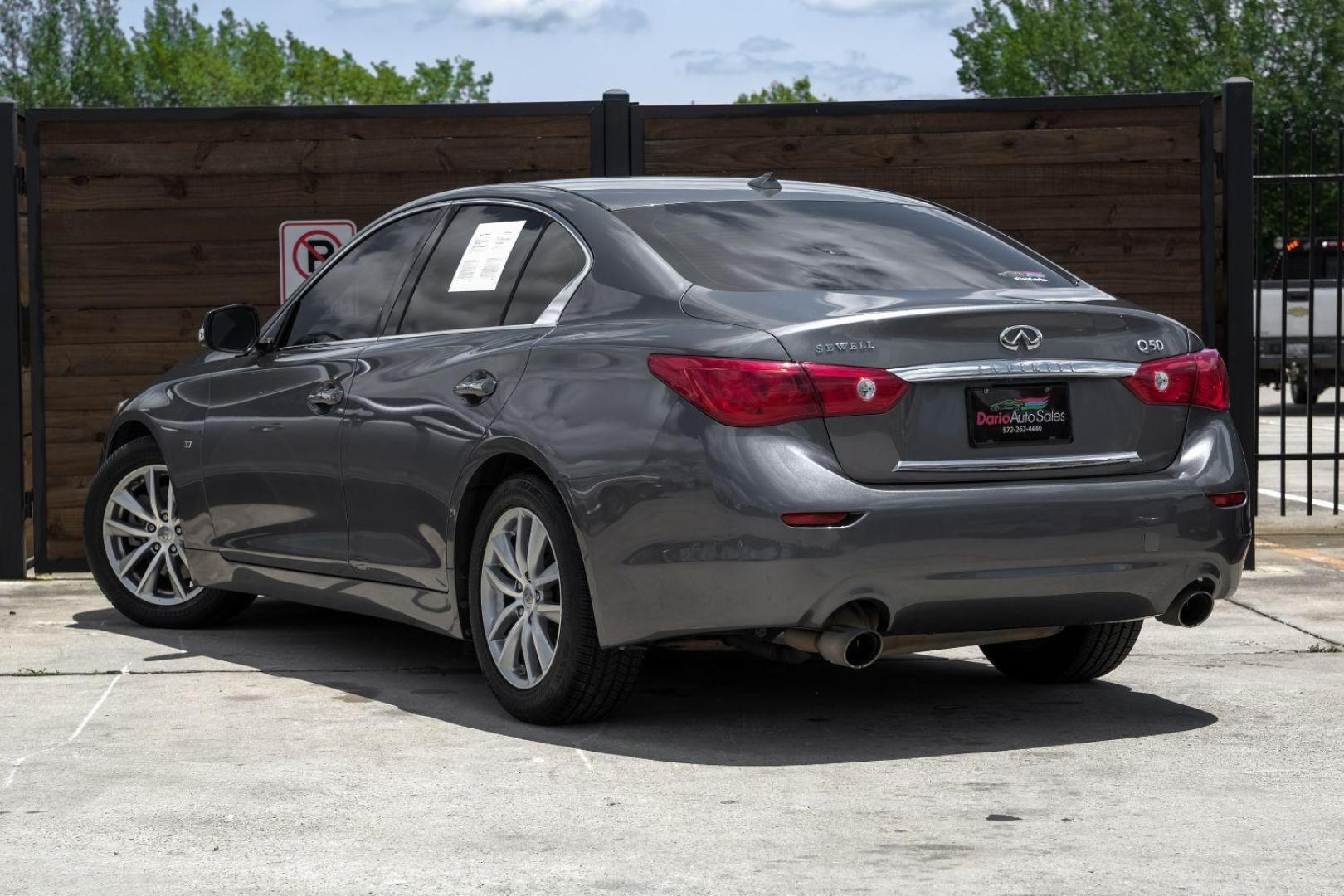 2015 GRAY Infiniti Q50 Premium (JN1BV7AP2FM) with an 3.7L V6 DOHC 24V engine, 7-Speed Automatic transmission, located at 2401 E Main St., Grand Prairie, TX, 75050, (972) 262-4440, 32.748981, -96.969643 - Photo#12