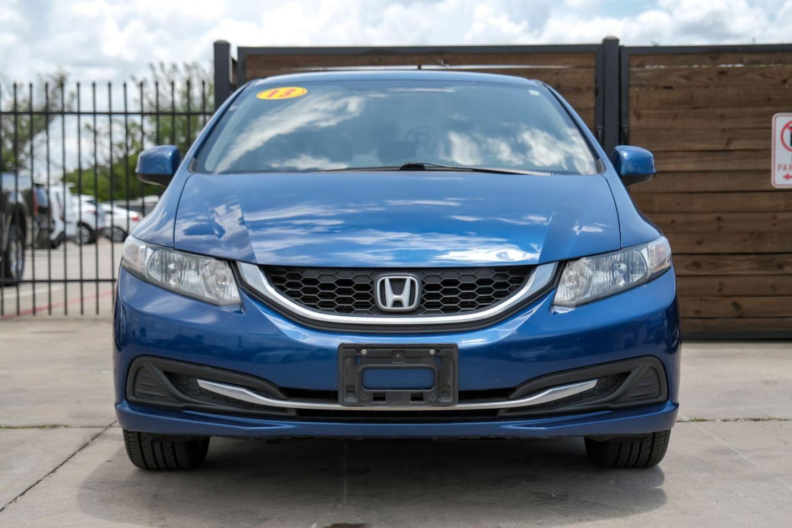 2013 Blue Honda Civic LX Sedan 5-Speed AT (2HGFB2F56DH) with an 1.8L L4 SOHC 16V engine, 5-Speed Automatic transmission, located at 2401 E Main St., Grand Prairie, TX, 75050, (972) 262-4440, 32.748981, -96.969643 - Photo#4