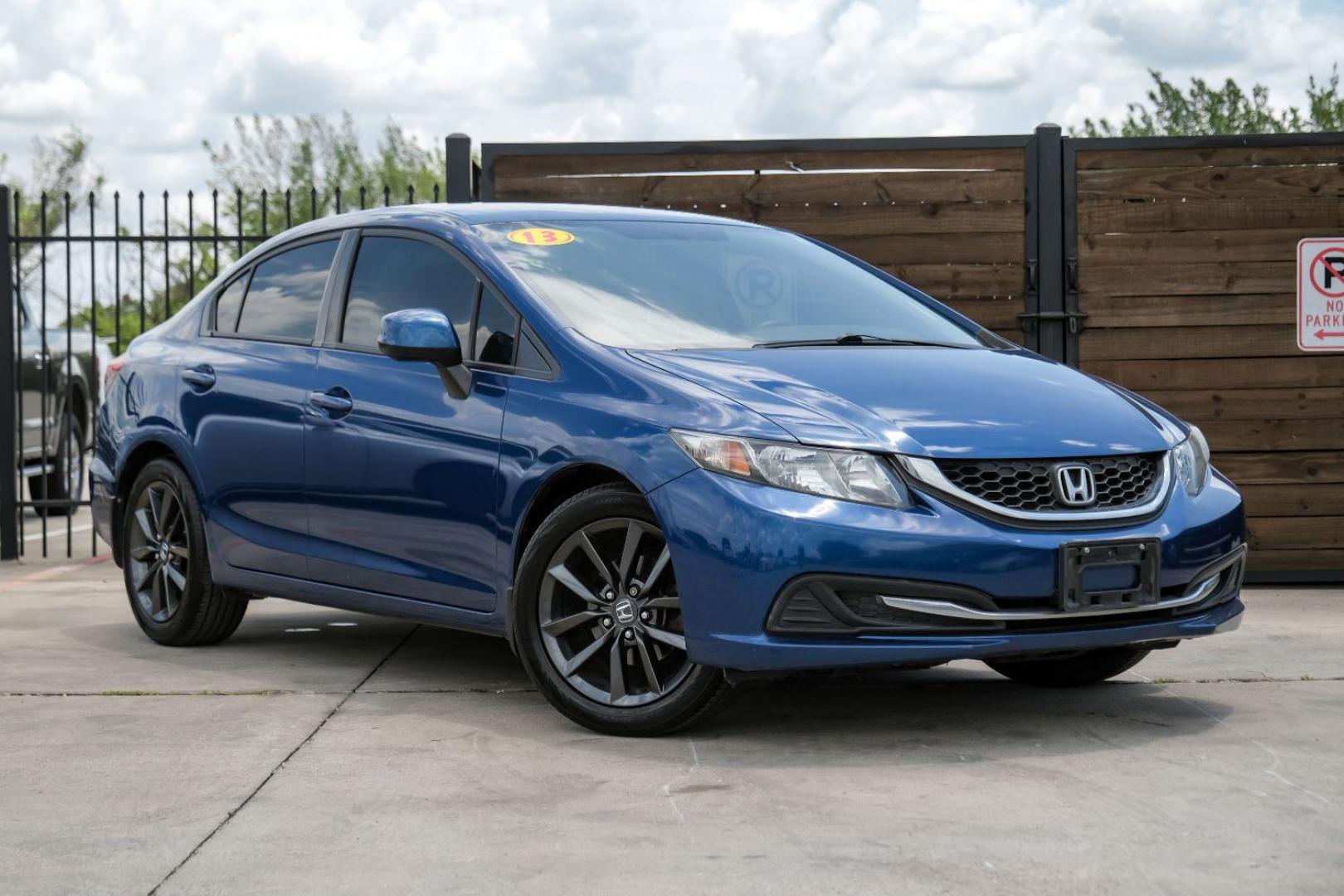 2013 Blue Honda Civic LX Sedan 5-Speed AT (2HGFB2F56DH) with an 1.8L L4 SOHC 16V engine, 5-Speed Automatic transmission, located at 2401 E Main St., Grand Prairie, TX, 75050, (972) 262-4440, 32.748981, -96.969643 - Photo#5