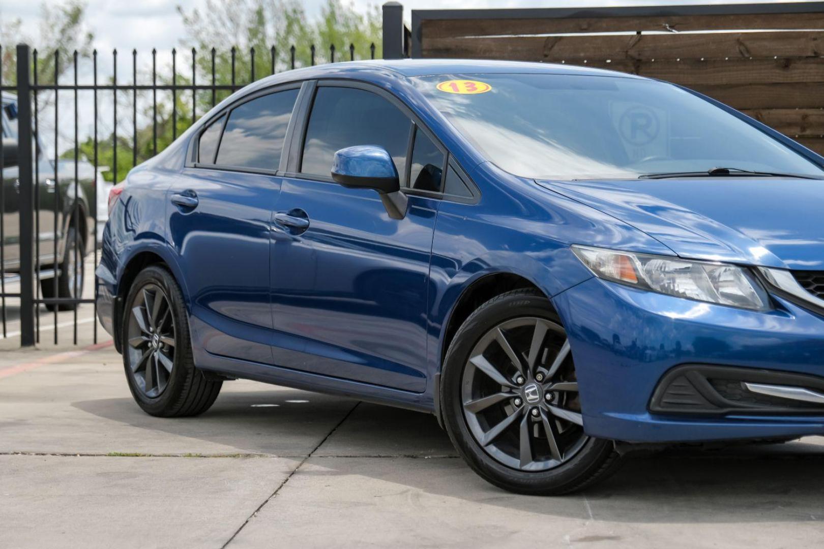 2013 Blue Honda Civic LX Sedan 5-Speed AT (2HGFB2F56DH) with an 1.8L L4 SOHC 16V engine, 5-Speed Automatic transmission, located at 2401 E Main St., Grand Prairie, TX, 75050, (972) 262-4440, 32.748981, -96.969643 - Photo#6