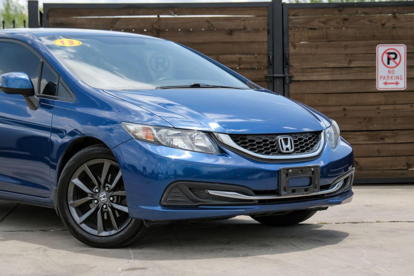 2013 Blue Honda Civic LX Sedan 5-Speed AT (2HGFB2F56DH) with an 1.8L L4 SOHC 16V engine, 5-Speed Automatic transmission, located at 2401 E Main St., Grand Prairie, TX, 75050, (972) 262-4440, 32.748981, -96.969643 - Photo#7