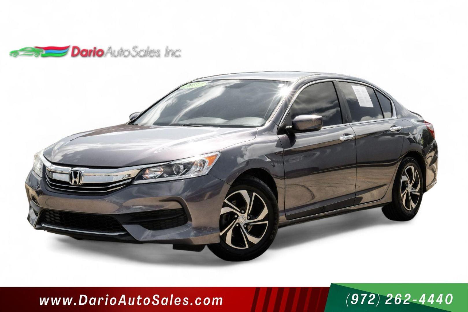 2017 Gray Honda Accord LX Sedan CVT (1HGCR2F3XHA) with an 2.4L L4 DOHC 16V engine, Continuously Variable Transmission transmission, located at 2401 E Main St., Grand Prairie, TX, 75050, (972) 262-4440, 32.748981, -96.969643 - Photo#0