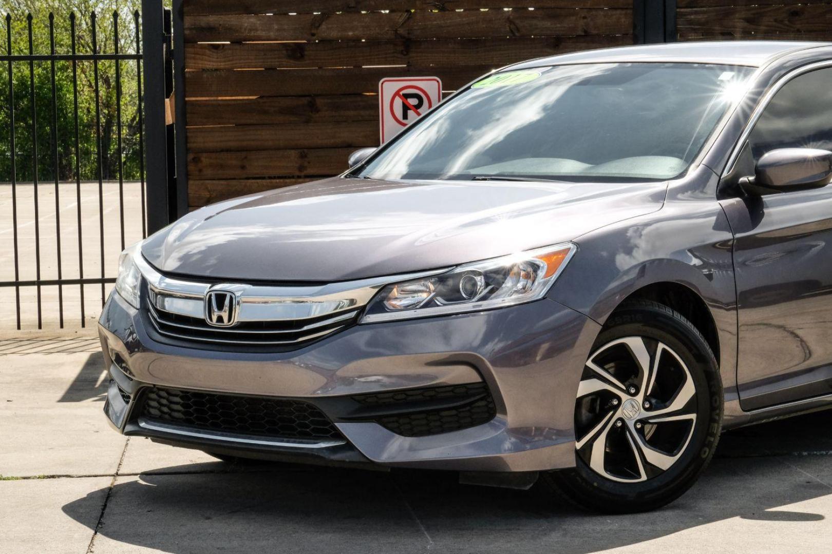 2017 Gray Honda Accord LX Sedan CVT (1HGCR2F3XHA) with an 2.4L L4 DOHC 16V engine, Continuously Variable Transmission transmission, located at 2401 E Main St., Grand Prairie, TX, 75050, (972) 262-4440, 32.748981, -96.969643 - Photo#4