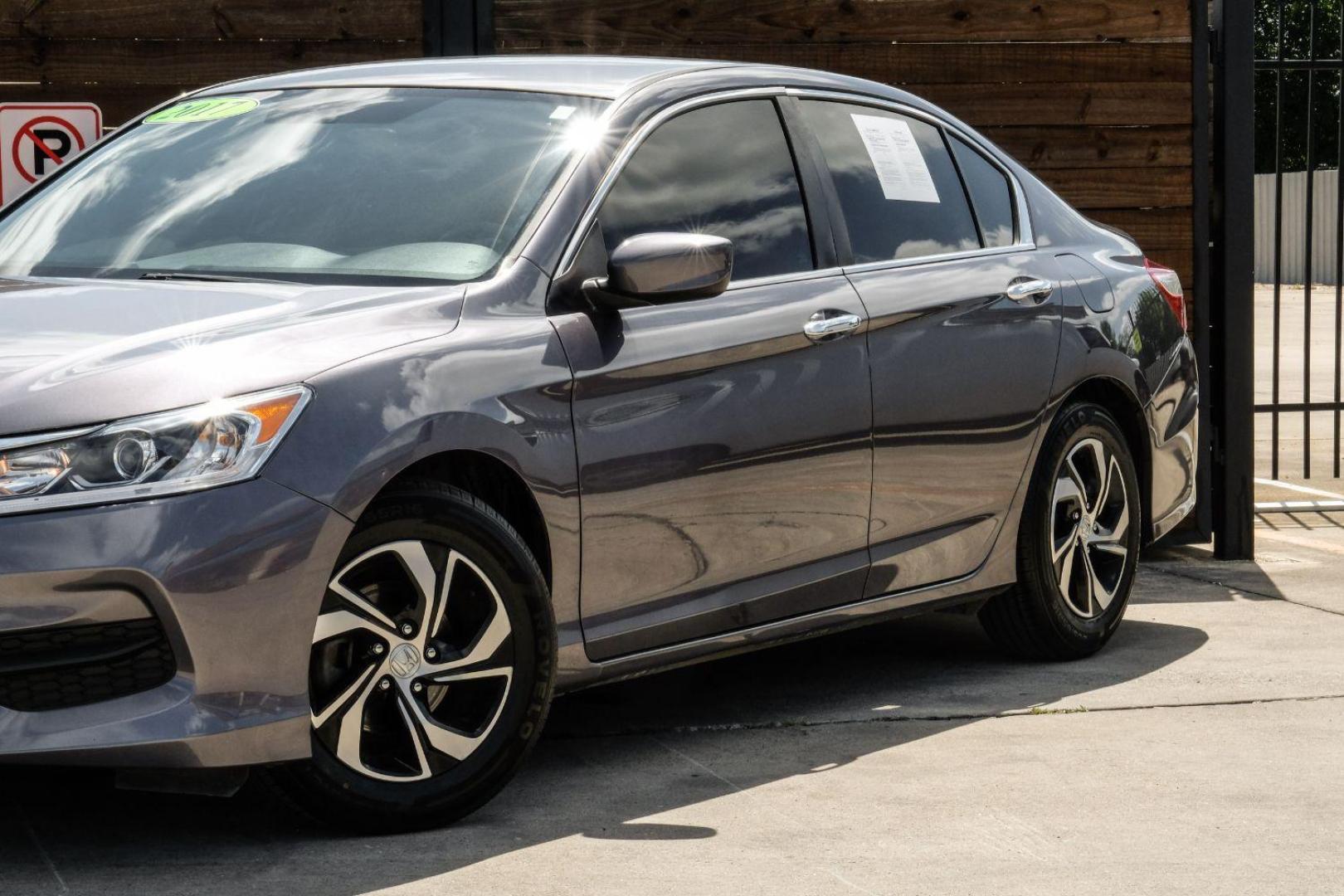 2017 Gray Honda Accord LX Sedan CVT (1HGCR2F3XHA) with an 2.4L L4 DOHC 16V engine, Continuously Variable Transmission transmission, located at 2401 E Main St., Grand Prairie, TX, 75050, (972) 262-4440, 32.748981, -96.969643 - Photo#5