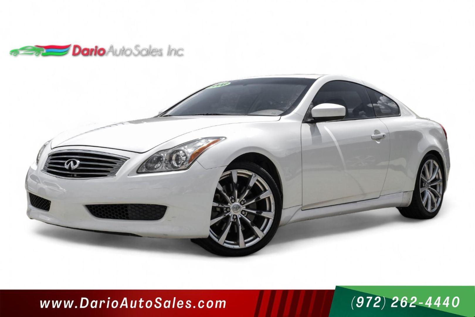 2008 WHITE Infiniti G37 COUPE 2-DR (JNKCV64E08M) with an 3.7L V6 DOHC 24V engine, 5-Speed Automatic transmission, located at 2401 E Main St., Grand Prairie, TX, 75050, (972) 262-4440, 32.748981, -96.969643 - Photo#0