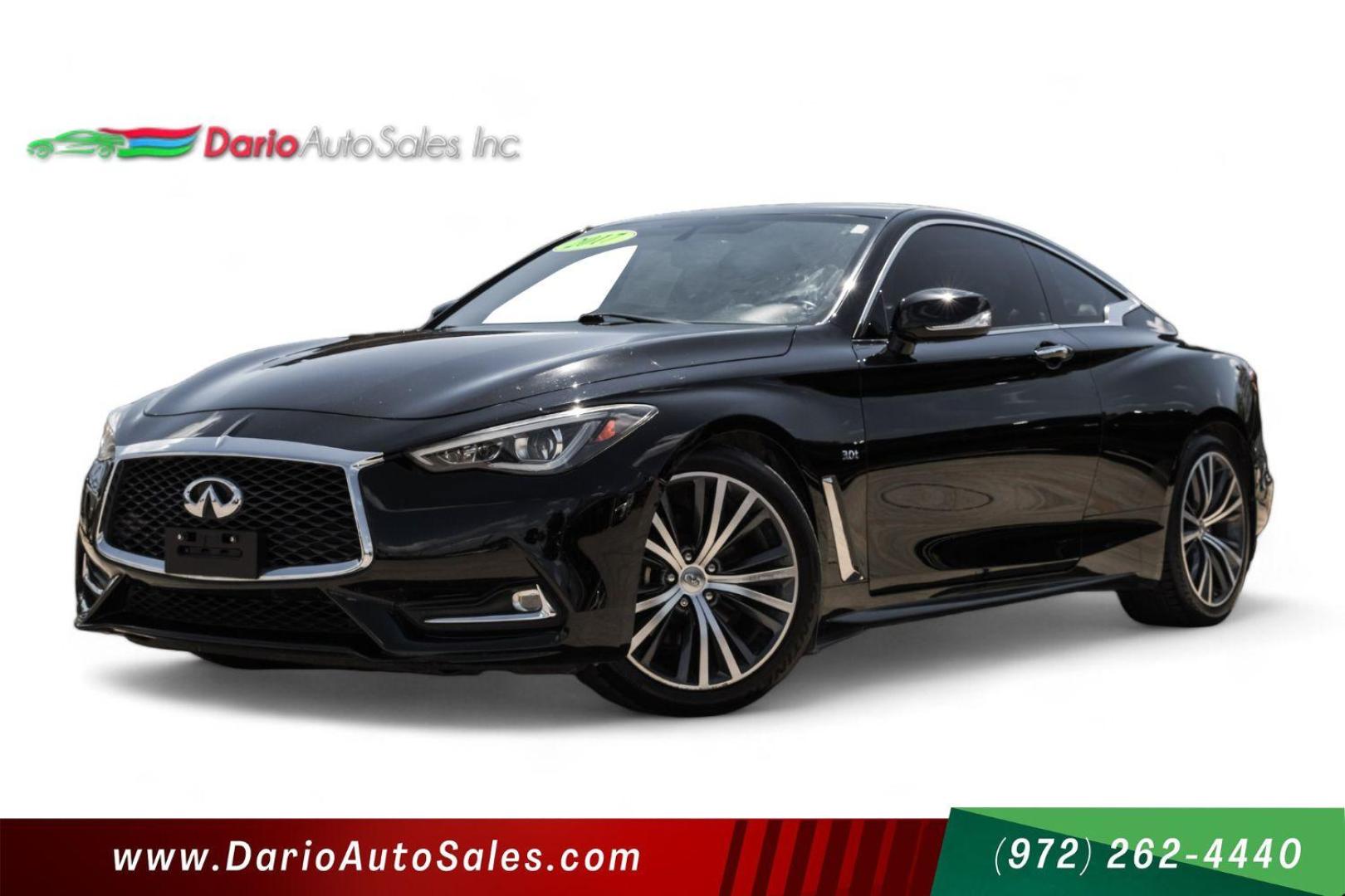 2017 BLACK Infiniti Q60 3.0t Premium (JN1EV7EK6HM) with an 3.0L V6 DOHC 24V TURBO engine, 7-Speed Automatic transmission, located at 2401 E Main St., Grand Prairie, TX, 75050, (972) 262-4440, 32.748981, -96.969643 - Photo#0