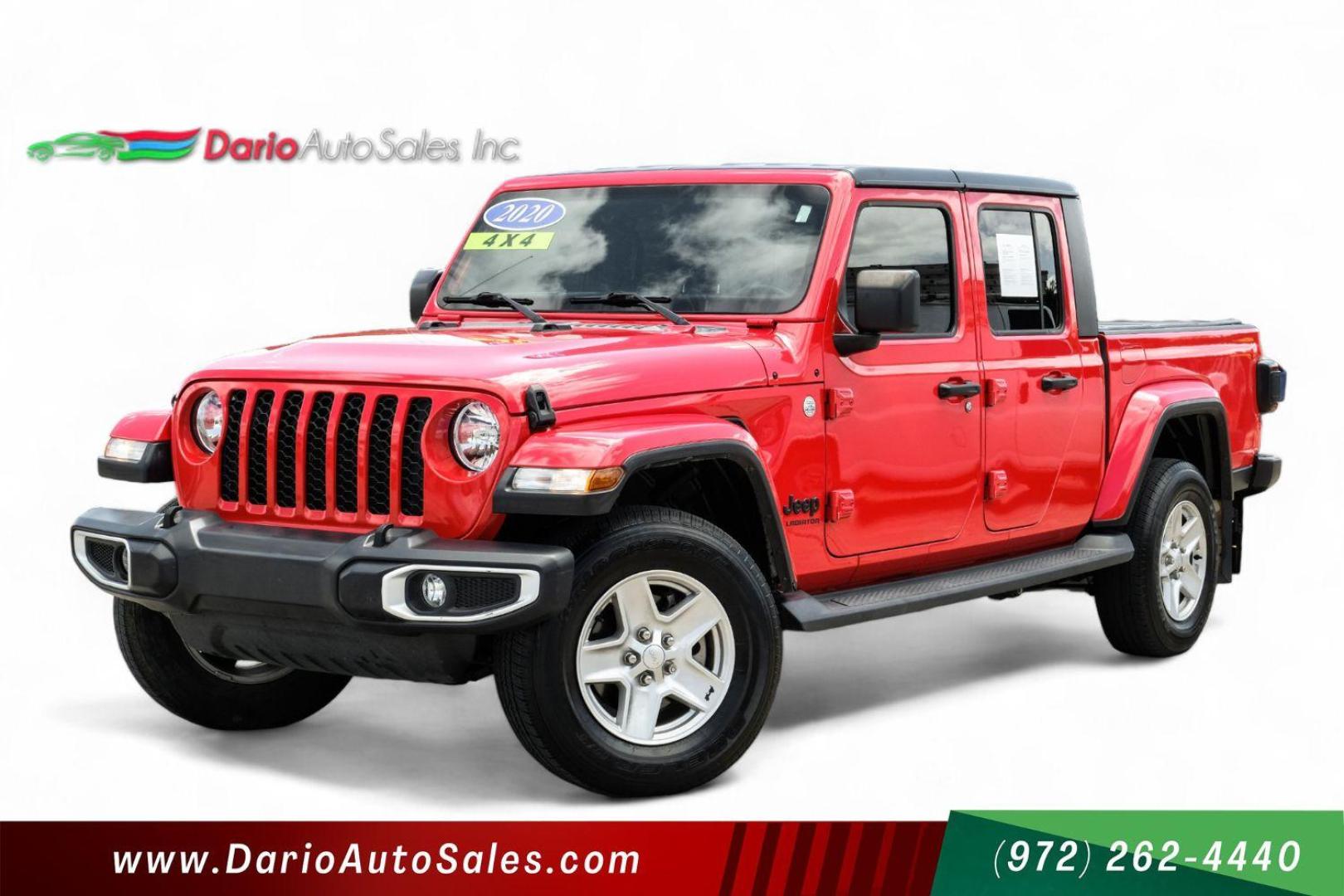 2020 Red Jeep Gladiator Sport (1C6HJTAG1LL) with an 3.6L V6 DOHC 24V engine, located at 2401 E Main St., Grand Prairie, TX, 75050, (972) 262-4440, 32.748981, -96.969643 - Photo#0