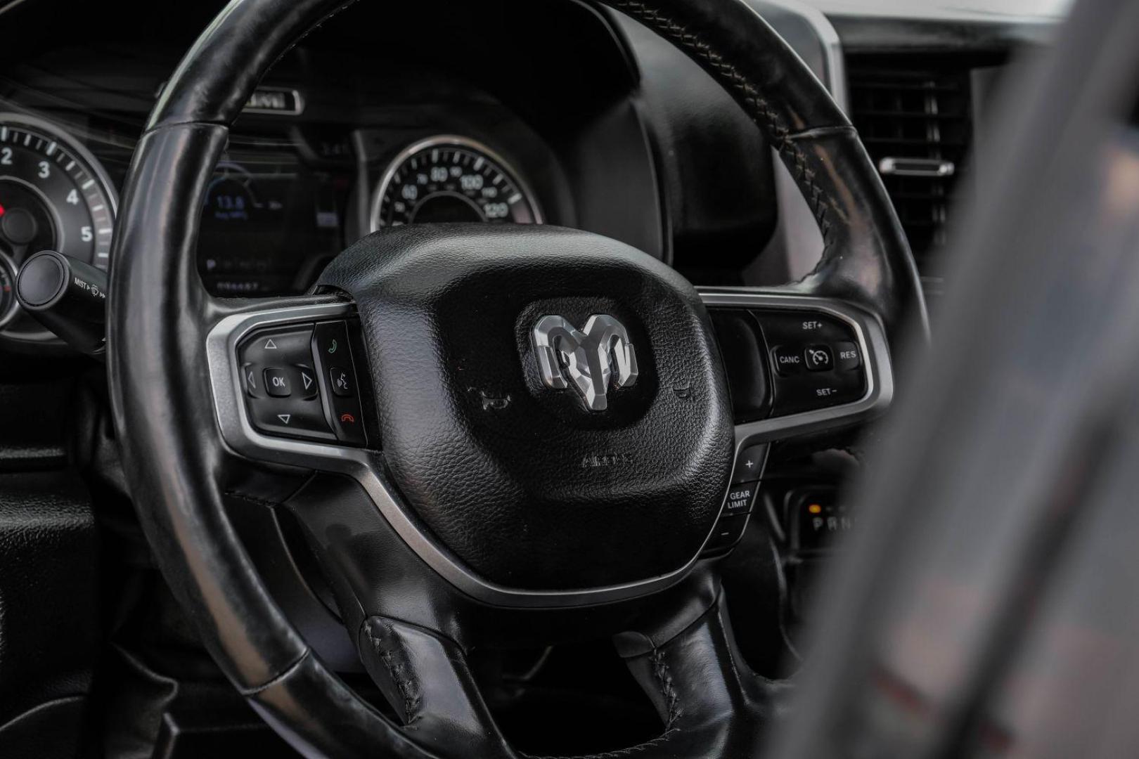 2019 black RAM 1500 Big Horn Crew Cab SWB 2WD (1C6RREFT8KN) with an 5.7L V8 OHV 16V engine, 8-Speed Automatic transmission, located at 2401 E Main St., Grand Prairie, TX, 75050, (972) 262-4440, 32.748981, -96.969643 - Photo#18