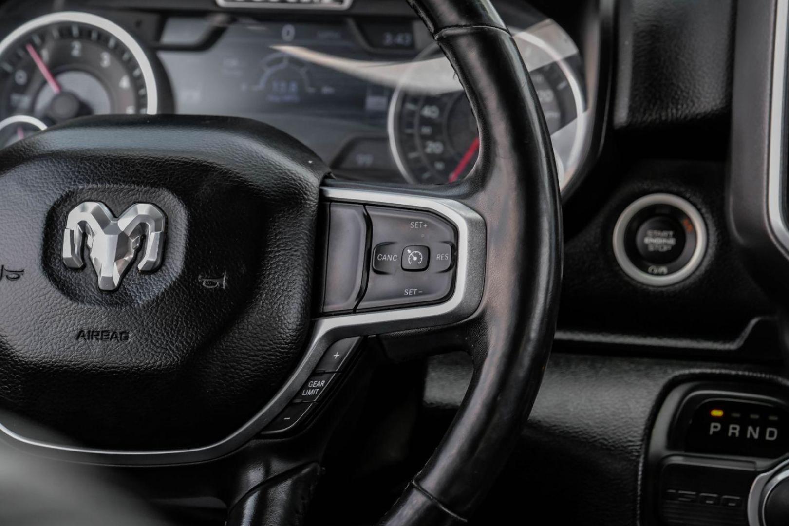 2019 black RAM 1500 Big Horn Crew Cab SWB 2WD (1C6RREFT8KN) with an 5.7L V8 OHV 16V engine, 8-Speed Automatic transmission, located at 2401 E Main St., Grand Prairie, TX, 75050, (972) 262-4440, 32.748981, -96.969643 - Photo#21