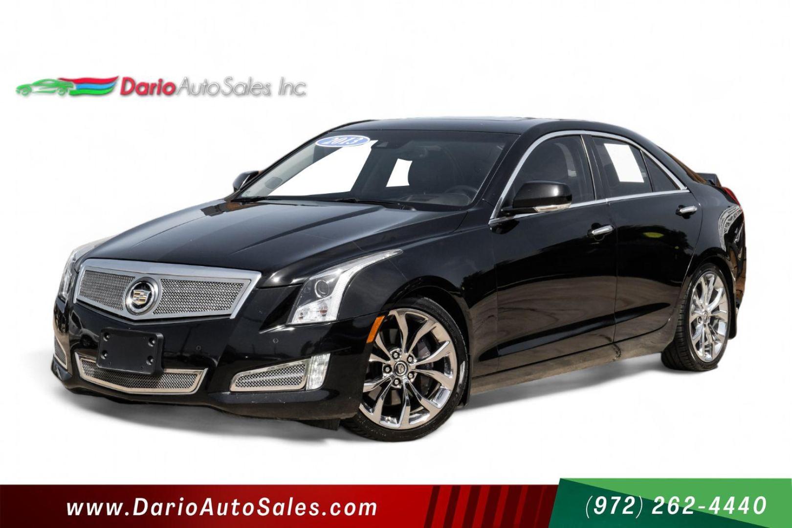 2013 Black Cadillac ATS 2.0L Premium RWD (1G6AE5SX3D0) with an 2.0L L4 DOHC 16V engine, located at 2401 E Main St., Grand Prairie, TX, 75050, (972) 262-4440, 32.748981, -96.969643 - Photo#0