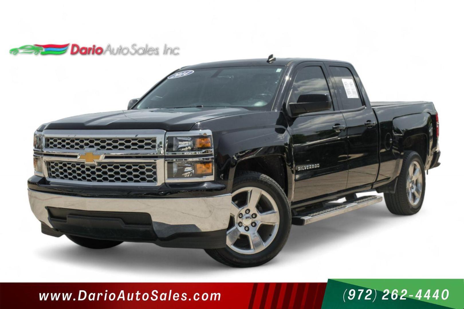 2014 black Chevrolet Silverado 1500 1LT Double Cab 2WD (1GCRCREH2EZ) with an 4.3L V6 OHV 12V engine, 6-Speed Automatic transmission, located at 2401 E Main St., Grand Prairie, TX, 75050, (972) 262-4440, 32.748981, -96.969643 - Photo#0