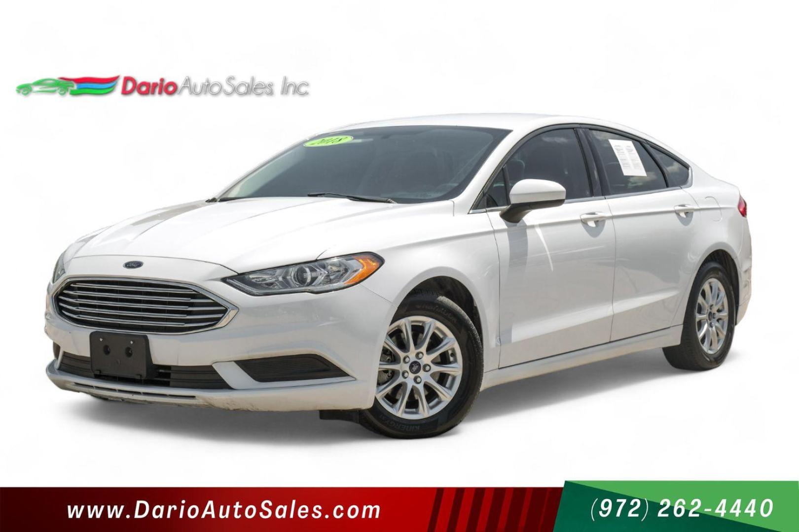 2018 white Ford Fusion S (3FA6P0G7XJR) with an 2.5L L4 DOHC 16V engine, 6-Speed Automatic transmission, located at 2401 E Main St., Grand Prairie, TX, 75050, (972) 262-4440, 32.748981, -96.969643 - Photo#0