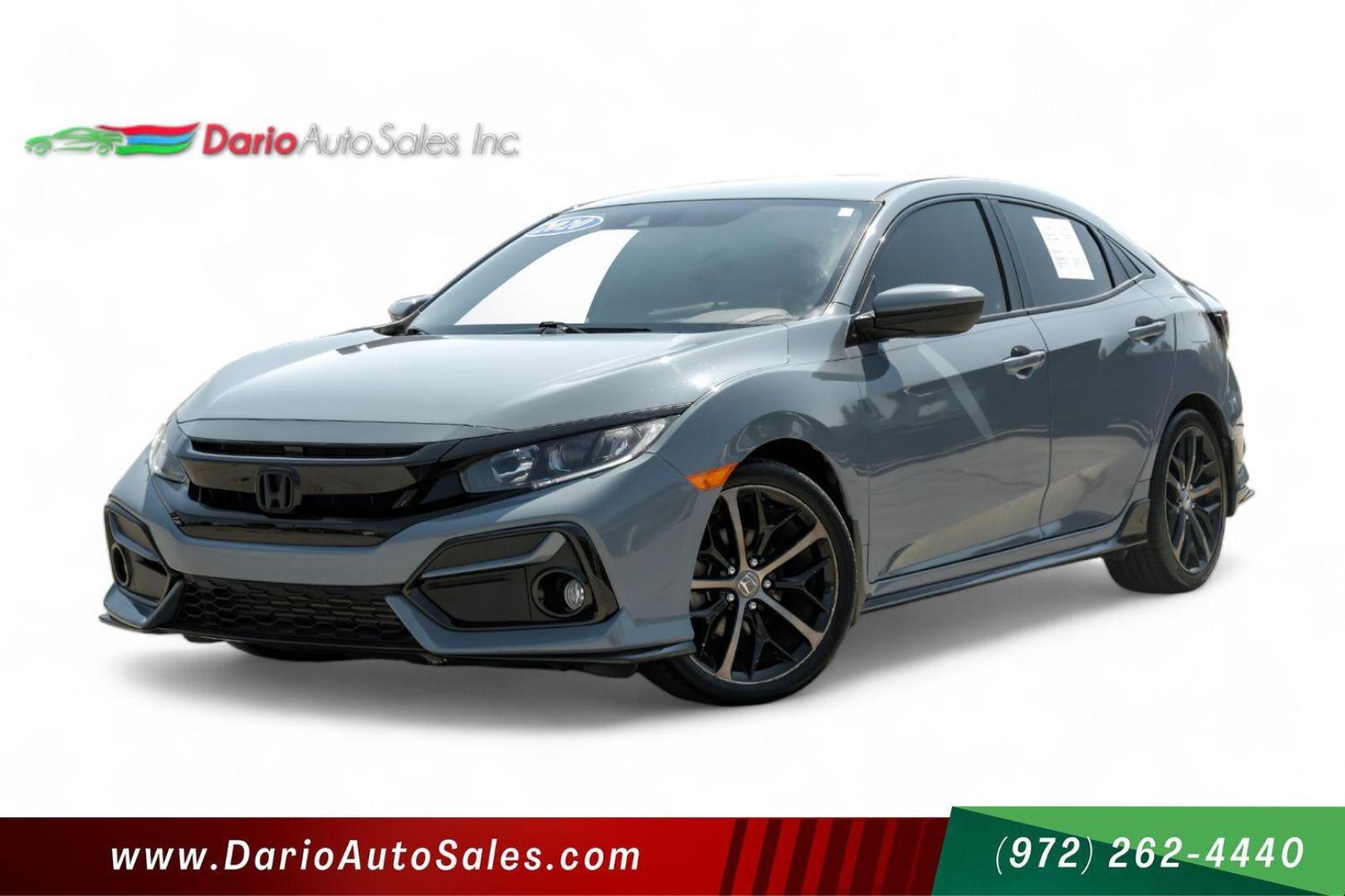 2020 gray Honda Civic Sport Hatchback CVT (SHHFK7H42LU) with an 2.0L L4 DOHC 16V TURBO engine, Continuously Variable Transmission transmission, located at 2401 E Main St., Grand Prairie, TX, 75050, (972) 262-4440, 32.748981, -96.969643 - Photo#0