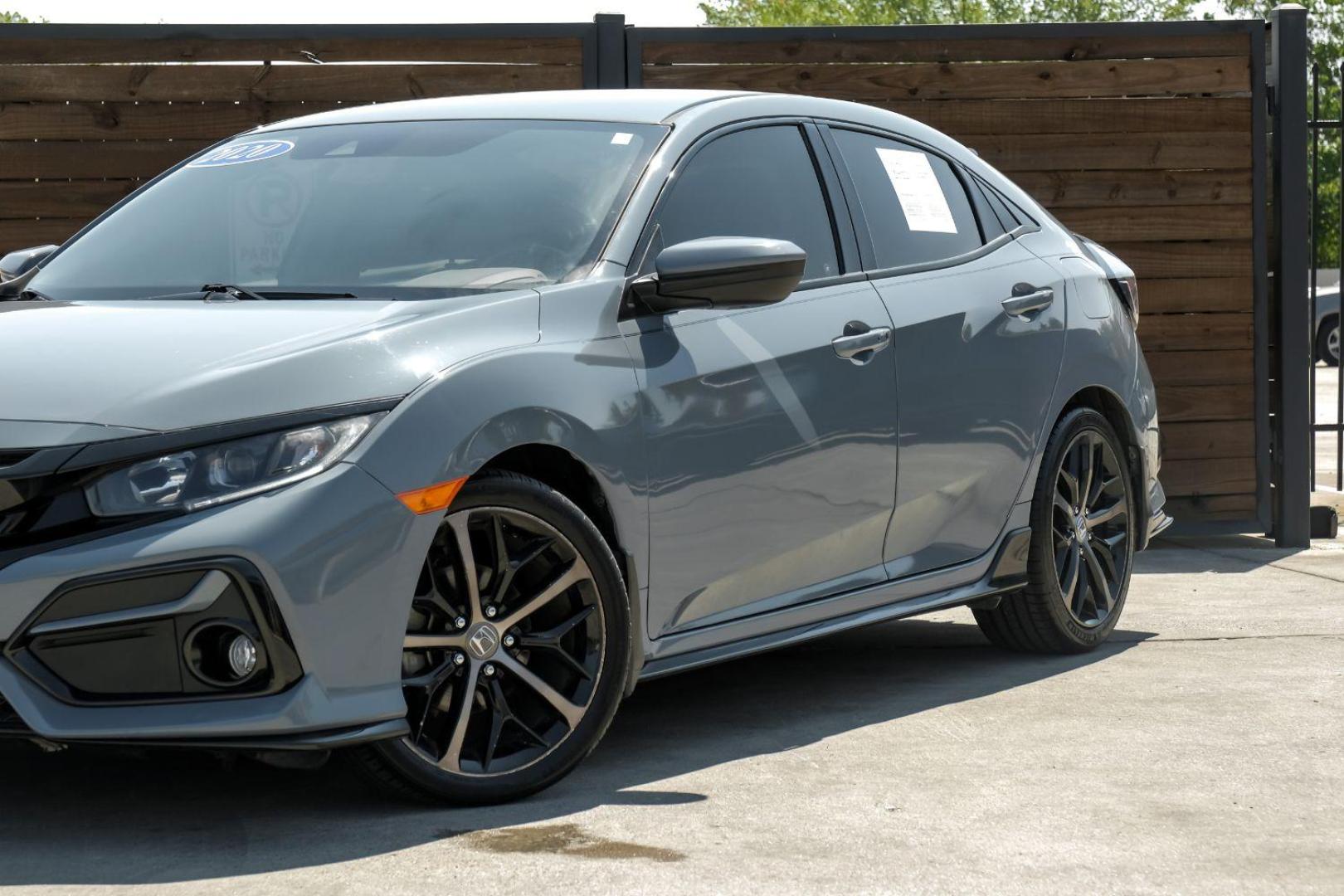 2020 gray Honda Civic Sport Hatchback CVT (SHHFK7H42LU) with an 2.0L L4 DOHC 16V TURBO engine, Continuously Variable Transmission transmission, located at 2401 E Main St., Grand Prairie, TX, 75050, (972) 262-4440, 32.748981, -96.969643 - Photo#5