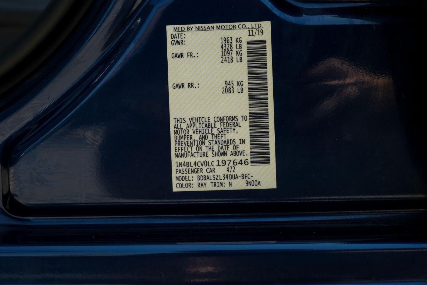 2020 BLUE Nissan Altima 2.5 SR (1N4BL4CV0LC) with an 2.5L L4 DOHC 16V engine, Continuously Variable Transmission transmission, located at 2401 E Main St., Grand Prairie, TX, 75050, (972) 262-4440, 32.748981, -96.969643 - Photo#63