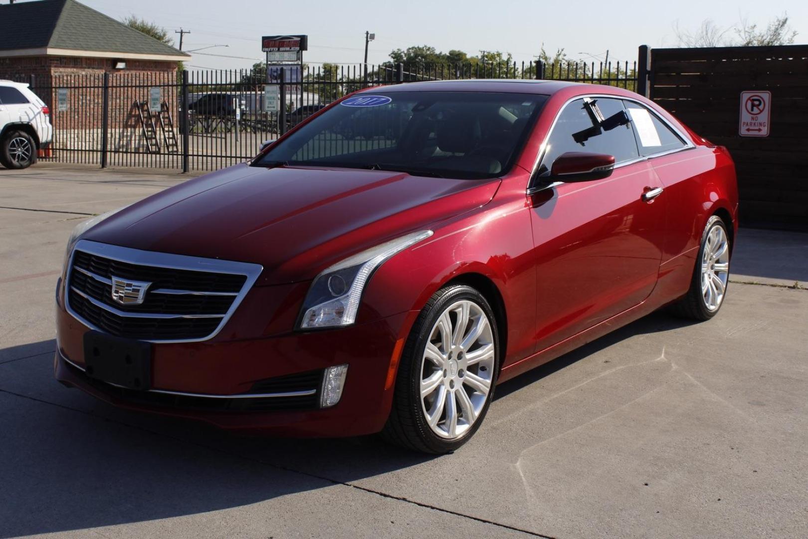 2017 Red Cadillac ATS Coupe 2.0L Luxury RWD (1G6AB1RX9H0) with an 2.0L L4 DOHC 16V TURBO engine, located at 2401 E Main St., Grand Prairie, TX, 75050, (972) 262-4440, 32.748981, -96.969643 - Photo#1