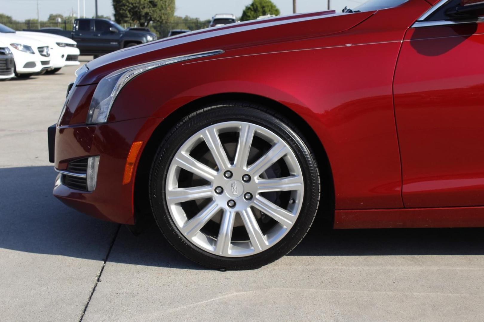 2017 Red Cadillac ATS Coupe 2.0L Luxury RWD (1G6AB1RX9H0) with an 2.0L L4 DOHC 16V TURBO engine, located at 2401 E Main St., Grand Prairie, TX, 75050, (972) 262-4440, 32.748981, -96.969643 - Photo#3