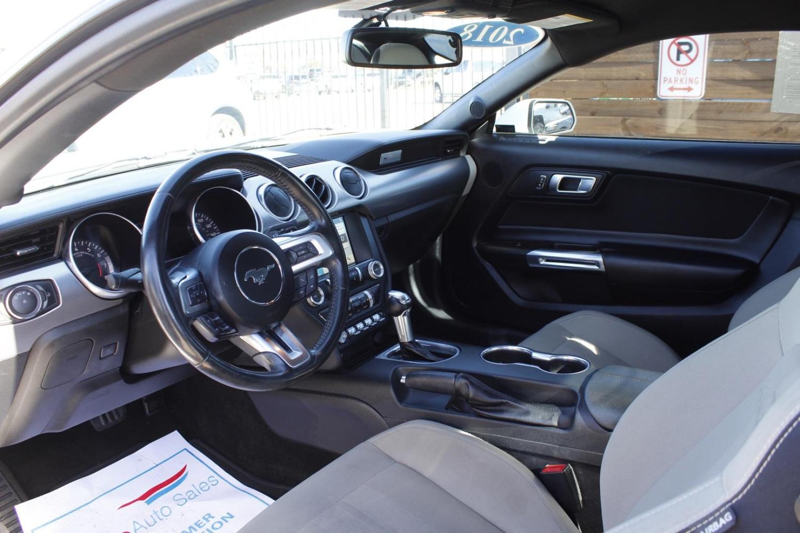 2018 WHITE Ford Mustang EcoBoost Coupe (1FA6P8TH1J5) with an 2.3L L4 DOHC 16V engine, located at 2401 E Main St., Grand Prairie, TX, 75050, (972) 262-4440, 32.748981, -96.969643 - Photo#10