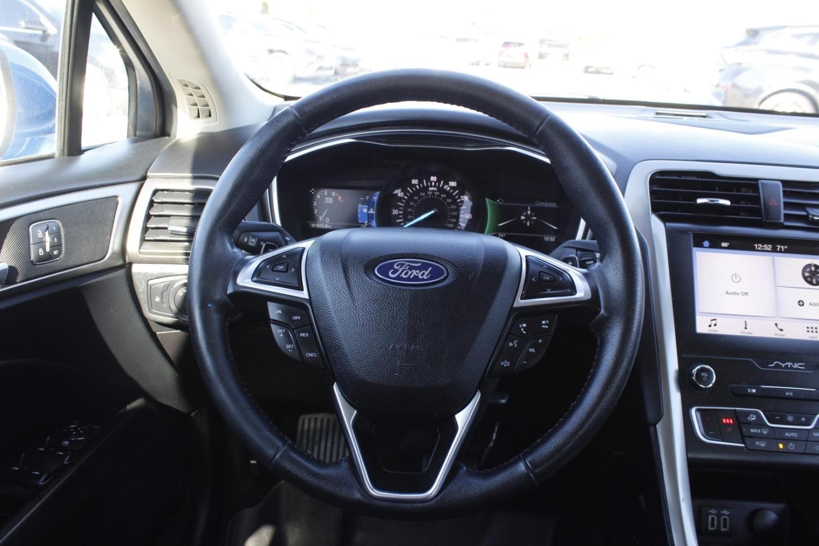 2019 blue Ford Fusion SEL (3FA6P0CD8KR) with an 1.5L L4 DOHC 16V engine, 6-Speed Automatic transmission, located at 2401 E Main St., Grand Prairie, TX, 75050, (972) 262-4440, 32.748981, -96.969643 - Photo#18