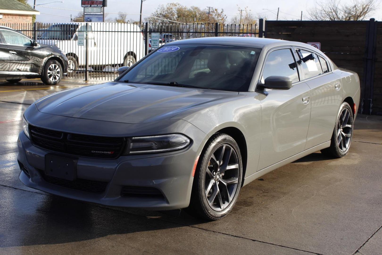 2019 gray Dodge Charger SXT (2C3CDXBG3KH) with an 3.6L V6 DOHC 24V engine, 8-Speed Automatic transmission, located at 2401 E Main St., Grand Prairie, TX, 75050, (972) 262-4440, 32.748981, -96.969643 - Photo#1