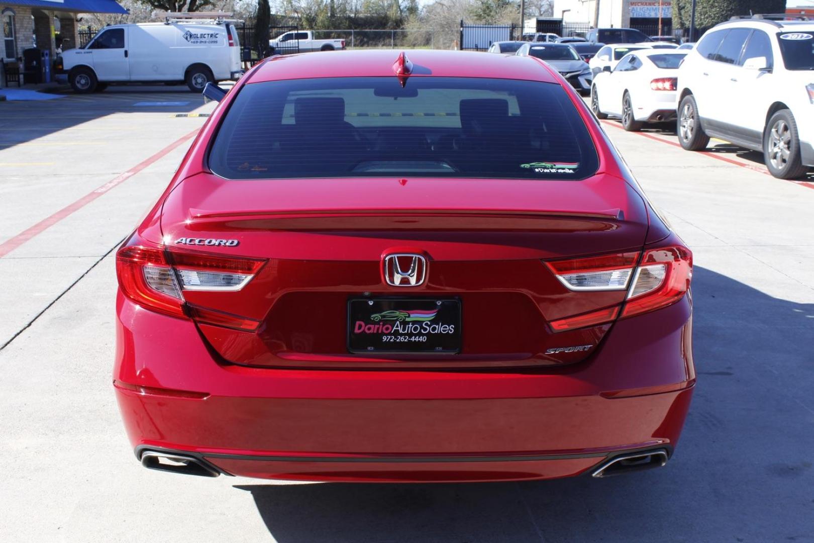 2018 RED Honda Accord Sport CVT (1HGCV1F36JA) with an 1.5L L4 DOHC 16V TURBO engine, Continuously Variable Transmission transmission, located at 2401 E Main St., Grand Prairie, TX, 75050, (972) 262-4440, 32.748981, -96.969643 - Photo#5