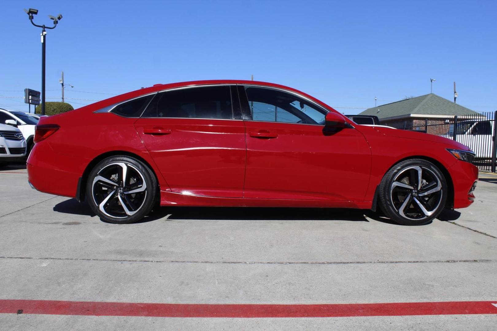 2018 RED Honda Accord Sport CVT (1HGCV1F36JA) with an 1.5L L4 DOHC 16V TURBO engine, Continuously Variable Transmission transmission, located at 2401 E Main St., Grand Prairie, TX, 75050, (972) 262-4440, 32.748981, -96.969643 - Photo#8