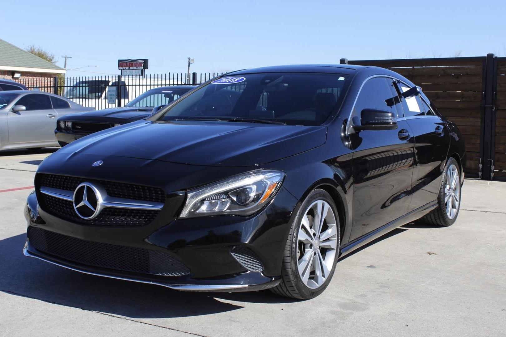 2018 Black Mercedes-Benz CLA-Class CLA250 (WDDSJ4EB1JN) with an 2.0L L4 DOHC 16V engine, 7-Speed Automatic transmission, located at 2401 E Main St., Grand Prairie, TX, 75050, (972) 262-4440, 32.748981, -96.969643 - Photo#1